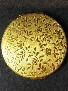 Stratton Compact Mirrow 1960's Floral Motif